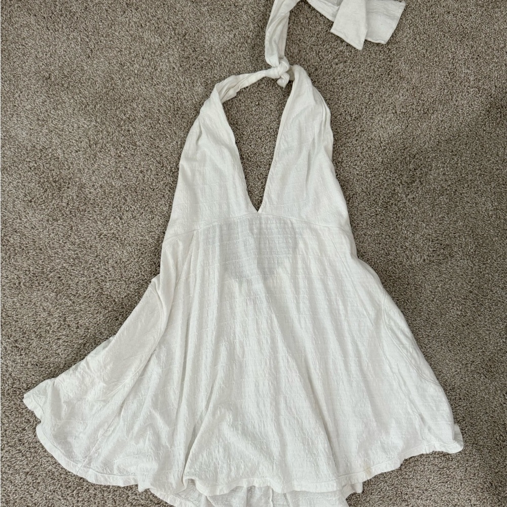 Free People Beach White Halter Neck Dress/CoverUp
